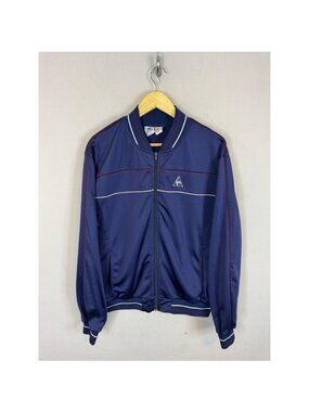 Vintage Le Coq Sportif Track Jacket Navy Blue Red White Zip Up XL France Sport